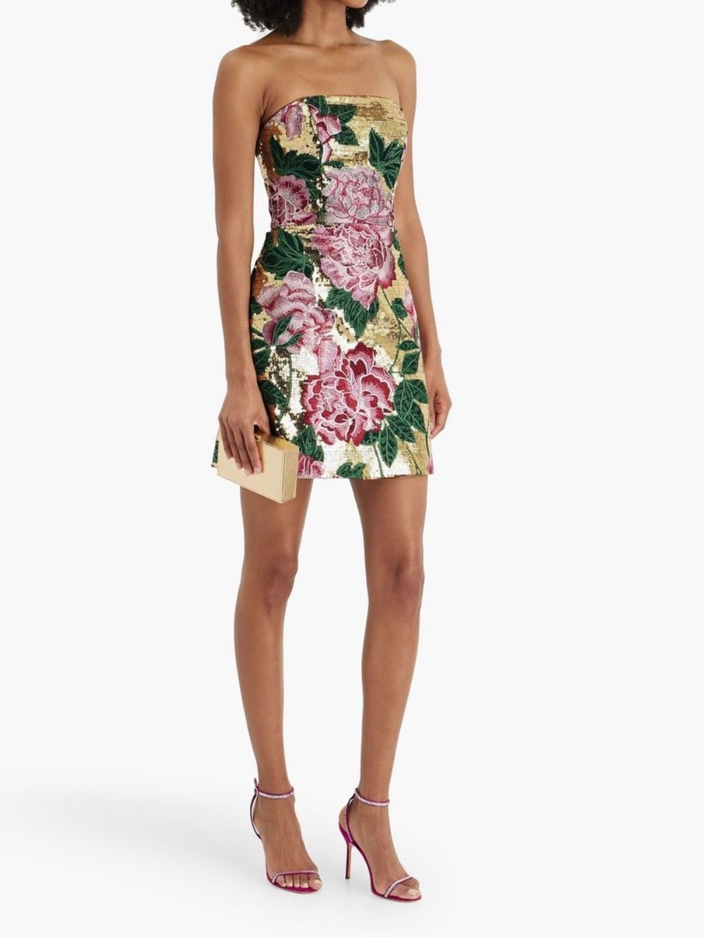 Marchesa Notte Sequin Embroidery Mini Dress